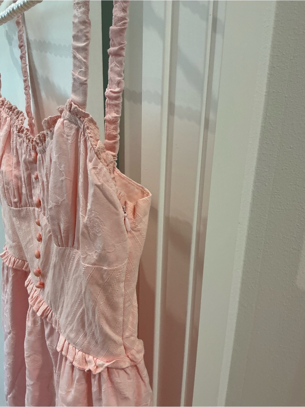 ๐ธ Commense Ruffle Hem Midi Dress Pale Pink Sundress Small ๐ธ - Picture 7 of 8